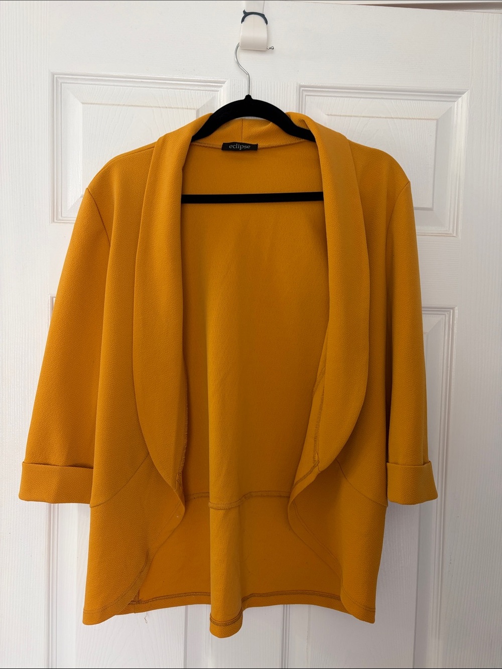 Eclipse Mustard Open-Front Draped Cardigan